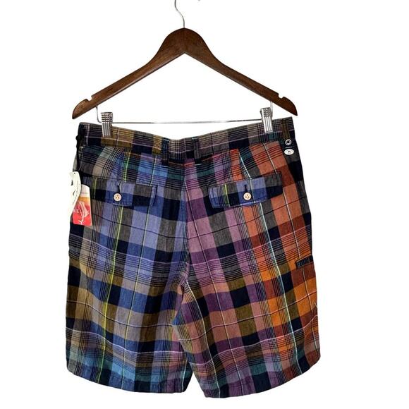 Tommy Bahama NWT mens weave master relax linen plaid multicolor short size 32 - Picture 3 of 9